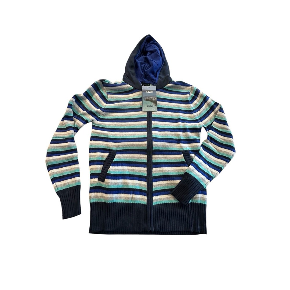 HB Cali Sweater Hoodie Men's  Size Medium Striped Long Sleeve Brand New With Tag